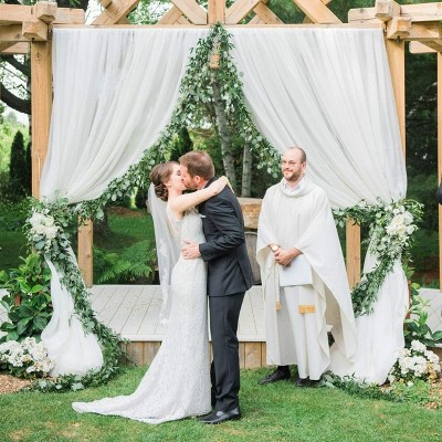 Artloge 2m/3m Extra Large White Silk Photography Backdrop Curtain Banquet Drapery for Wedding Stage Ceremony Party Event Home Window Decor