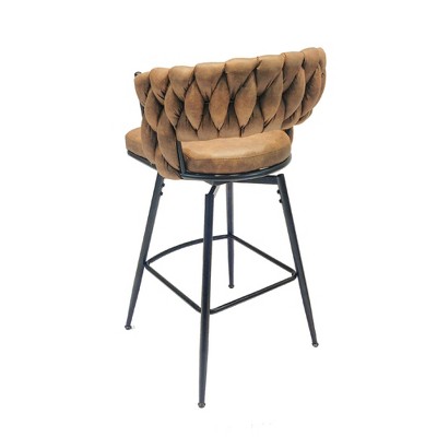 NicBex Set of 2 Bar Stools for Kitchen Island,Modern Counter Height Bar Stools with Black Legs,Bar Chairs for Dining Rooms,Kitchens,Brown/Gray