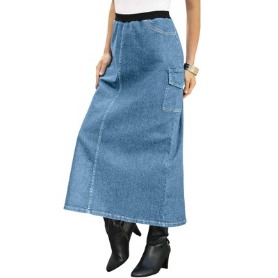 Roaman's Women's Plus Size Petite Invisible Stretch All Day Cargo Skirt