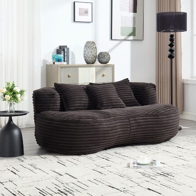 CAVINAS Lazy Sofa Corduroy Bean Bag Chair Lounger,High Back Bean Bag Couch,Accent Chairs for Living Room
