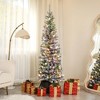 HOMCOM 6 ft Pre-Lit Pencil Christmas Tree, Artificial Flocked Xmas Tree with 170 Dual Color LED Lights, 429 Tips and Metal Stand, Green - 3 of 4