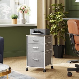 GALAXHERO 3 Drawer File Cabinet with Wheels, Rolling Printer Stand, Fabric Vertical Filing Organizer for Home Office, Letter Size Storage, Light Grey - 1 of 4