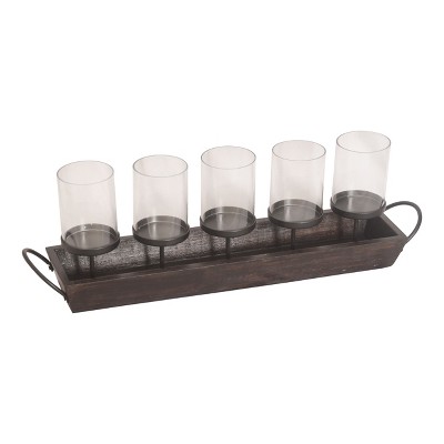 VIP Wood 22 in. Brown 5 Candle Holder Tray