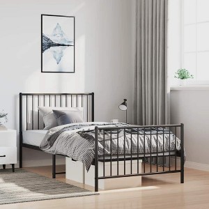 Bed Frame Black Powder-coated steel Twin Bed Frame Rectangular - 1 of 4
