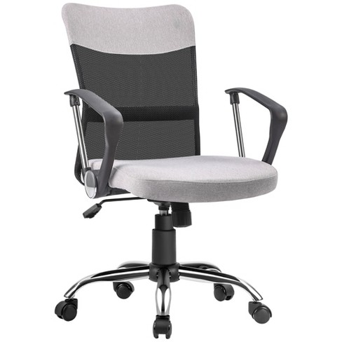Vinsetto Reclining Office Chair Swivel Chair Footrest Linen-Feel Light Grey