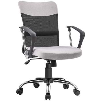 Vinsetto Mid Back Ergonomic Desk Chair Swivel Mesh Fabric Computer Office Chair with Backrest, Armrests, Rocking Function, Adjustable, Gray / Black