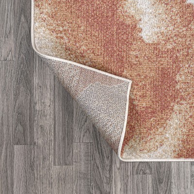 Petalo Abstract Orange and Cream Synthetic Area Rug