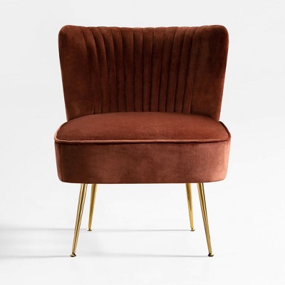WestinTrends Phoebe Upholstered Tufted Velvet Accent Chair With Metal Leg