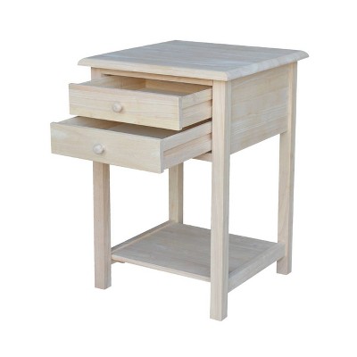 Eco-Friendly Unfinished Rubberwood Square Side Table with Storage