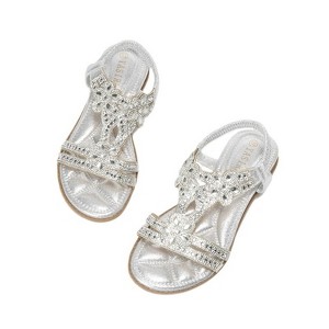 Clotth Women's Floral Flat Sandals - Elastic Strap for Summer Beach, Sparkling Jeweled Bohemian Flats,Sandals with Non Slip Shoes - 1 of 4