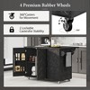 YOOCOZZ Farmhouse Rolling Kitchen Island with Ash Veneer Drop Leaf, Large Storage Space and 3D Wave Stripes Design - 3 of 4