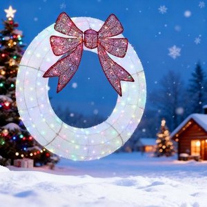 Bella Depot Lighted Wreath Decoration with Dual Color LED, 48 Inch Christmas Wreath with Daily Timer - 1 of 4