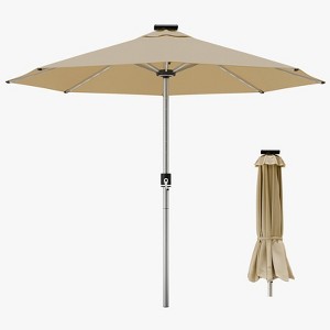 Maggift Patio Umbrellas, Outdoor Table Umbrella with Large Shade, Crank Open, Tilt Function, for Garden, Pool, Cafe, Brown, 115.7"*115.7"*98.4" - 1 of 4