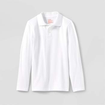Boys' Adaptive Long Sleeve Polo Shirt - Cat & Jack™ White