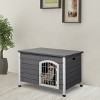 Modern Wooden Small Dog Crate with Wire Door and Removable Bottom,Furniture Style Indoor Kennel for Miniature Pets - LAOTIES - 2 of 4