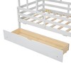 NicBex Twin Size Loft Bed House Shape Pine Bed Frame with Storage Drawer, Low Inclined Ladder and High Guardrail, No Box Spring Required, White - 4 of 4