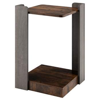 Costway 2 Tier Sofa Side End Table w/Storage Shelf for Small Spaces Living Room Bedroom
