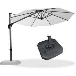 PURPLE LEAF Cantilever Umbrella Round Outdoor Patio Umbrella Aluminum Umbrella with 360°Rotation Adjustable Umbrella With Base - 1 of 4
