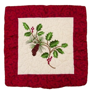 C&F Home 14" x 14" Holly Boughs Quilted Pillow - 1 of 3