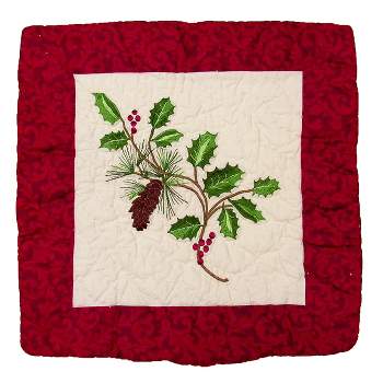 C&F Home 14" x 14" Holly Boughs Quilted Pillow