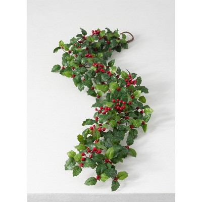 Sullivans 5' Berry Leaf Artificial Garland 60"L Green