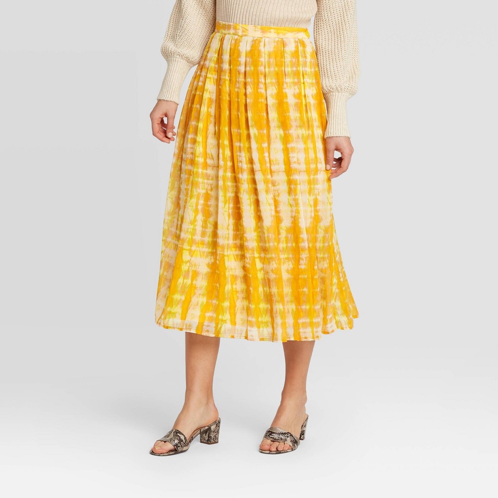 Women's Low-Rise Tie-Dye Flowy Midi Skirt - Who What Wear Yellow 14, Women's was $29.99 now $20.99 (30.0% off)
