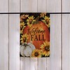 Slickblue "Welcome Fall" Flag – Autumn Pumpkins, Sunflowers, and Leaves on Brown Swirled Background, 18" x 12.5" - 2 of 4