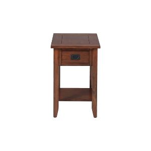 Wooden Chairside Table With Antique Drawer Handle Brown Benzara Target