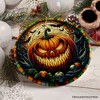 Grim Grinning Gourd Pumpkin Decor Stained Glass Style Ceramic Ornament, Halloween Themed Christmas Gift| OrnamentallyYou - 4 of 4