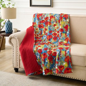 Greenland Home Fashions Poppies Throw Blanket, Vibrant Floral Botanical Print – 50X60 Inches - 1 of 4