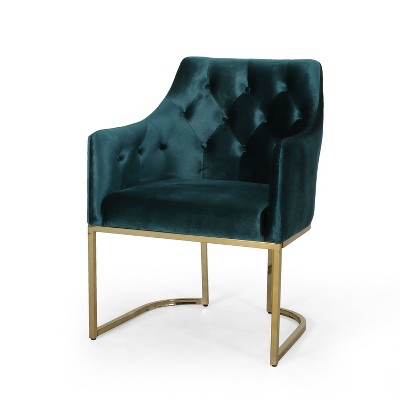 NicBex Velvet Accent Chair,Upholstered Living Room Chairs with Mid-Height Curved Tufted Backrest,Modern Armchair,Club Chairs for Living Room