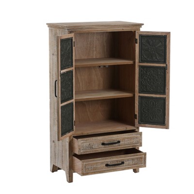 Rustic Farmhouse Wood and Metal 2-Door 2-Drawer Storage Cabinet