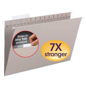 Smead TUFF  Hanging File Folder with Easy Slide  Tab,1/3-Cut Sliding Tab,  Legal Size, Steel Gray, 18 per Box (64093)