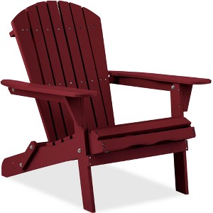 Best Choice Products Folding Adirondack Chair Outdoor, Wooden Accent Yard Furniture w/ 350lb Capacity - 1 of 4