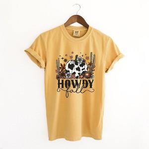 Simply Sage Market Women's Howdy Fall Pumpkin Short Sleeve Garment Dyed Tee - 1 of 4