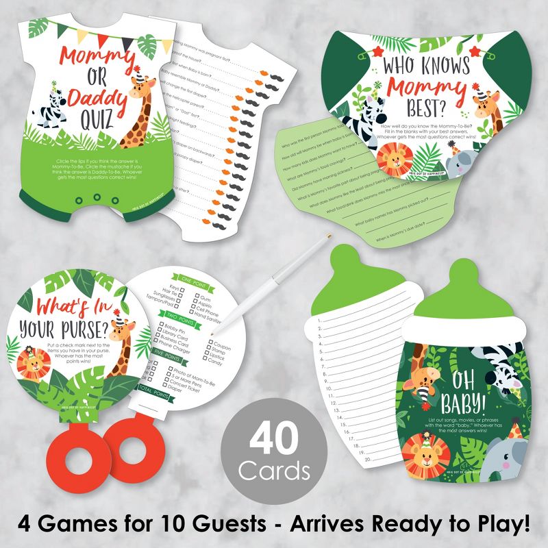 Big Dot of Happiness Jungle Party Animals - 4 Safari Zoo Animal Baby Shower Games - 10 Cards Each - Gamerific Bundle, 2 of 9