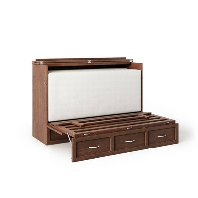 Burnt Amber Queen Murphy Bed Chest with Charging Drawer