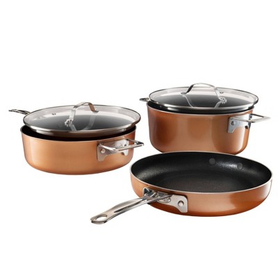 Gotham Steel Cast Textured Copper 5pc Stacking Cookware Set