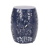 CAVINAS Barrel Outdoor Side Table with Iron Cut Design and Powder-Coated Iron Frame,Patio End Table with Leaf Pattern for Courtyard,Garden - 2 of 4