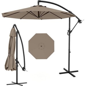 TackView 10FT Outdoor Patio Hanging Offset Cantilever Umbrella, Cantilever Market Umbrella with Cross Base - 1 of 4