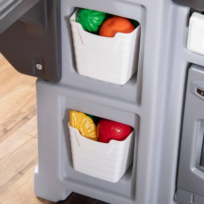 Grand Walk-In Classic White and Gray Play Kitchen with Grill
