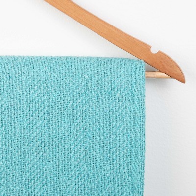 Aqua Reversible Cotton Herringbone Throw Blankets 50x70 - Pack of 12
