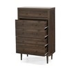 Mid-Century Modern Nordic 5-Drawer Chest of Drawers, Faux Wood Dresser with Rubberwood Legs, Bedroom Storage Cabinet - Christopher Knight Home - 4 of 4