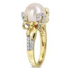 EVERLY JEWELRY |Yellow Plated Sterling Silver 0.54 CT TGW White Topaz And 10 - 10.5 MM White Freshwater Cultured Pearl Fashion Ring - 2 of 4