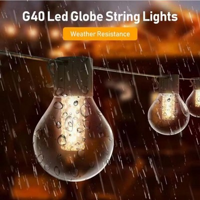 100ft Warm White LED Globe String Lights with Dimmer and Bluetooth Control