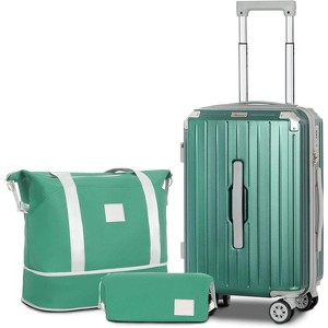 Romswi 3 Piece Carry-On Luggage Set, 20" Lightweight  Suitcase with TSA Lock, Cup Holder, and Duffel Bag – Spinner Wheels Travel Sage Green Luggage - 1 of 4