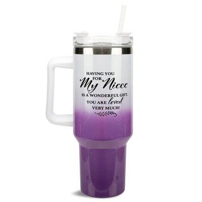 Elanze Designs My Niece Gift You Are Loved 40 oz. Stainless Steel, Large Water Bottle Coffee Mug, Spill & Leak Resistant, Thermal Travel Tumbler with