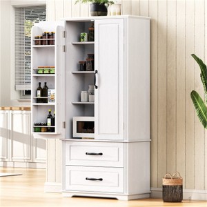 LunaLulinlk Farmhouse Kitchen Pantry Cabinet with 2 Large Drawers,Embossed Texture Freestanding Cupboard Cabinet - 1 of 4