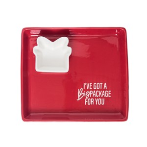 Totalee Gift Package For You Platter & Dip Bowl Set of 2 Ceramic Red - 1 of 2