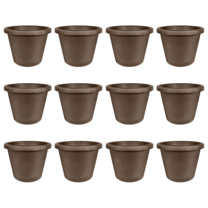 The HC Companies 24 Inch Classic Durable Plastic Flower Pot Container Garden Planter with Molded Rim and Drainage Holes, Chocolate Brown (12 Pack), 1 of 7